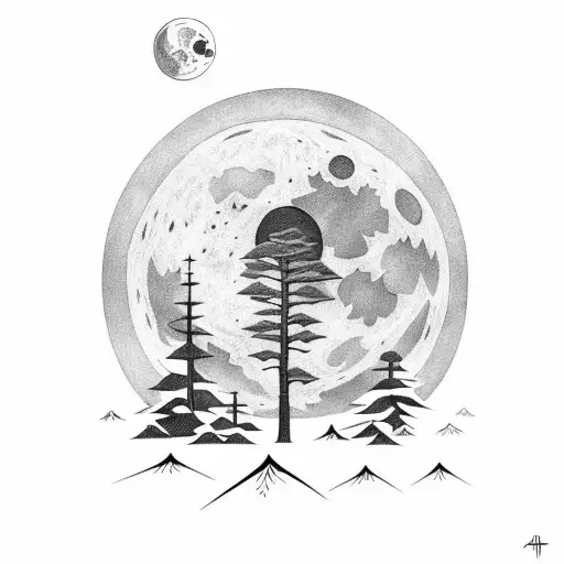 A Forest In The Moon With A Ocean Ando The Heart In Backward