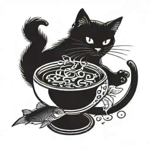 Cat Chasing A Fish In A Bowl