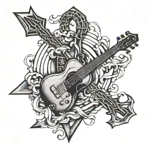 Guitar Arrow Anchor Intertwined