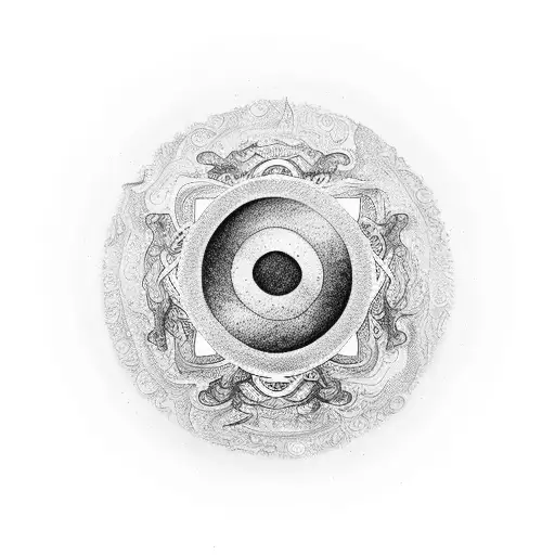 A Yin And Yang Symbol With Philosophical Symbols Inside