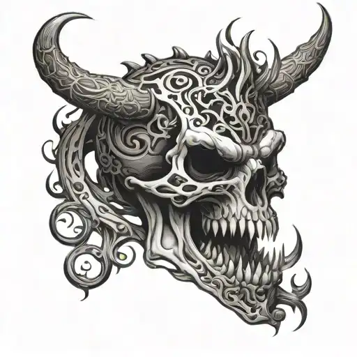 Demon Skull With Open Mouth