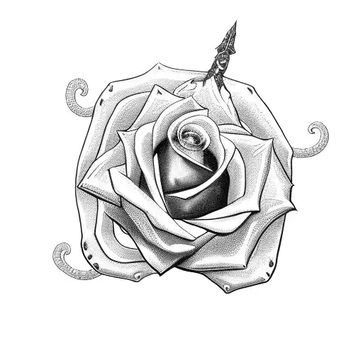 Sword With Rose And Snake On Hilt