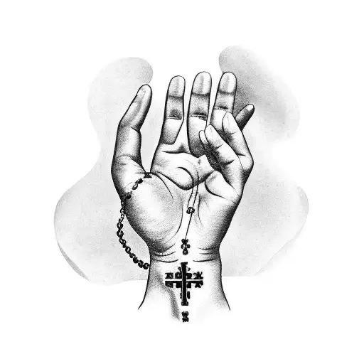A Hand Holding A Rosary
