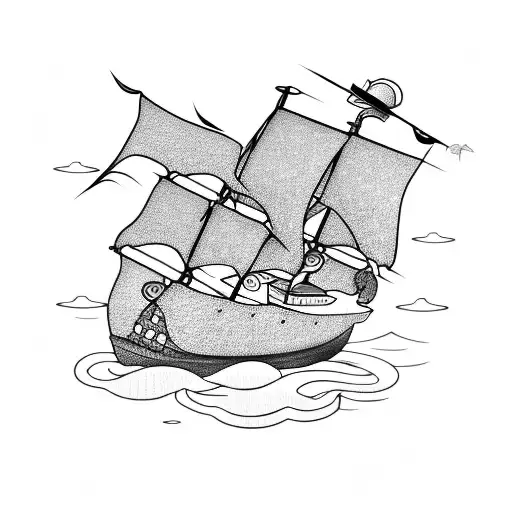 Pirate Boat Inside A Rhombus