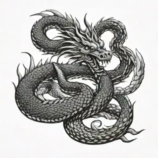 Dragon Fighting A Snake