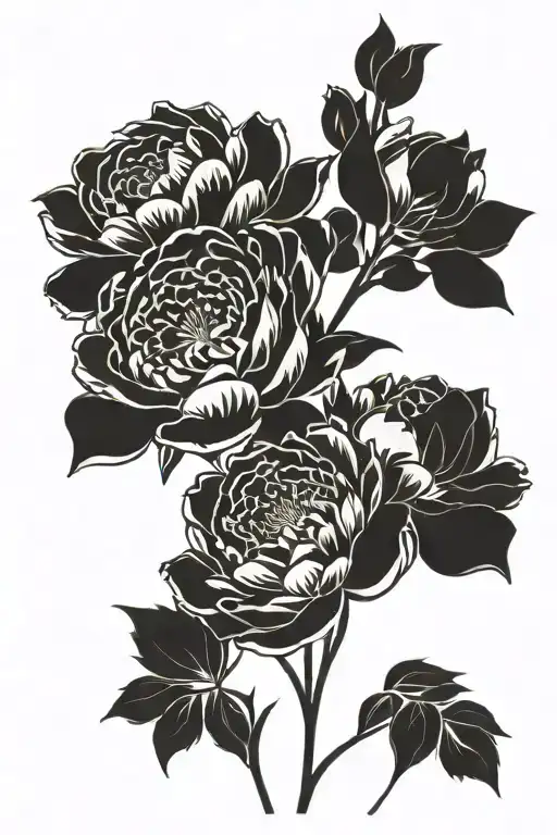 Peony Flowers Lined Up But Abstract