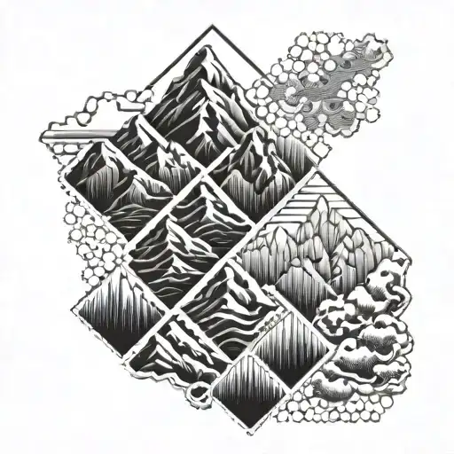 Honeycomb Pattern With Mountain Peak