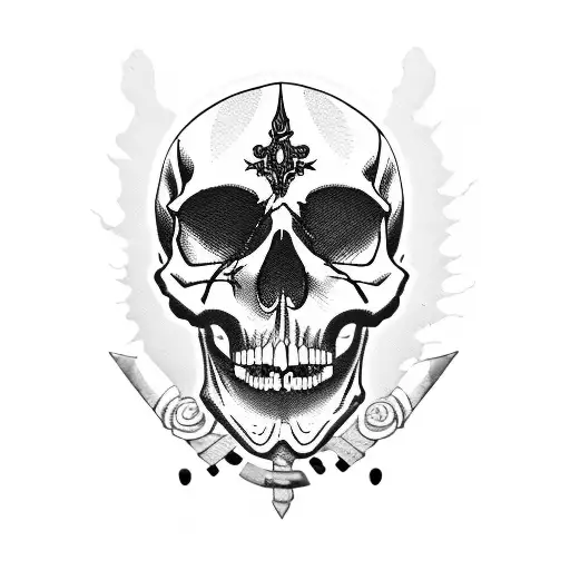 Dead Skull With Sword Going Through One Eye