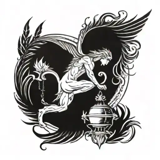 Libra Zodiac With Phoenix Rising From The Ashes