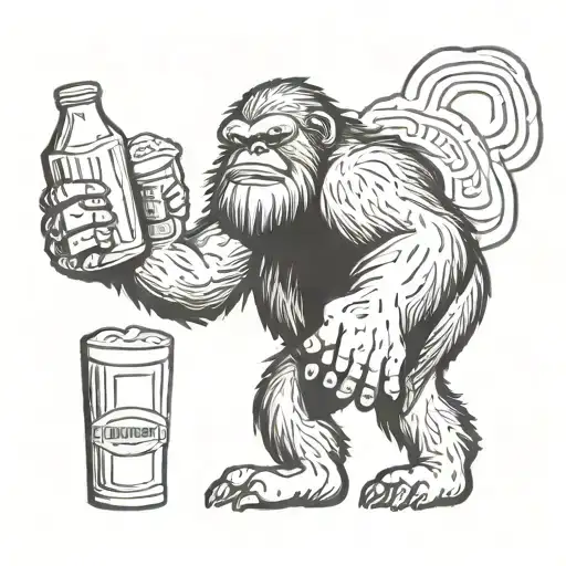Bigfoot Drinking Beer