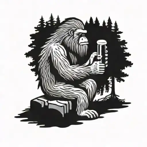 Bigfoot Drinking Beer