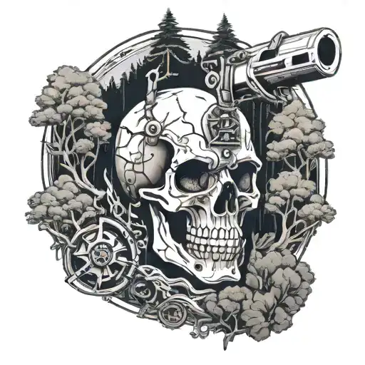 A Mechanical Skull Reaper Hunting In A Forest