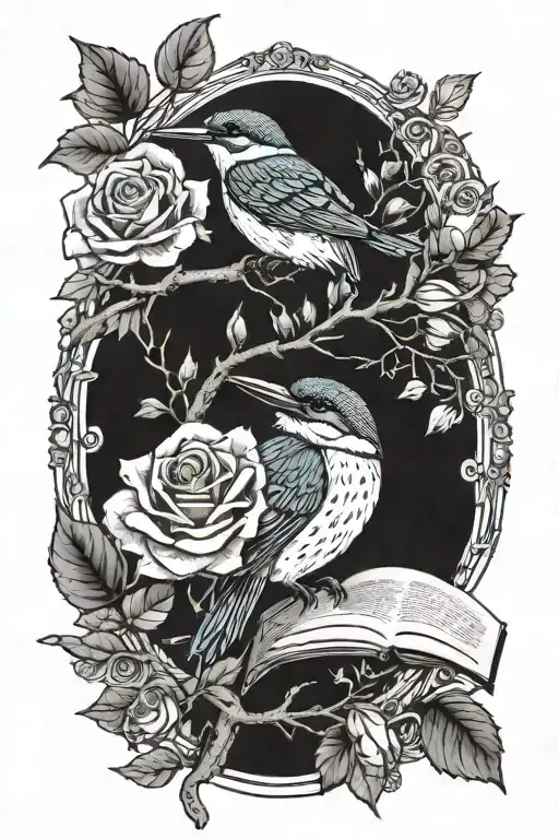 Kingfisher On A Branch Surrounded By Roses Holding A Music Sheet Of Amazing Grace