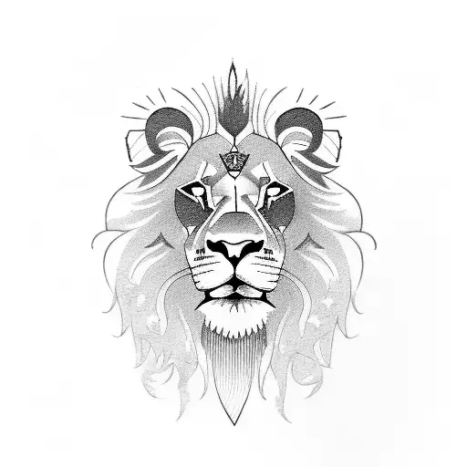 Head Of A Lion And The Ace Of Spades Card