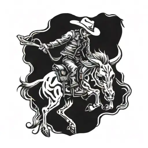 Cowboy Skeleton Bull Riding