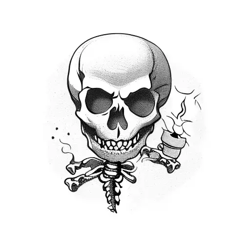 Halloween Skeleton With A Torch In The Right Hand