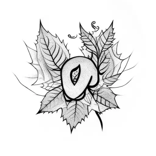 Vine With Leaves And A Spider And A Bird On A Hand