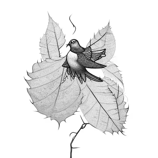 A Spidder Climbing Up A Vein With Leaves That Goes To A Dove
