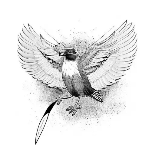 Australian Aboriginal Crow With Wings Spread Out In Traditional Australian Aboriginal Art Form