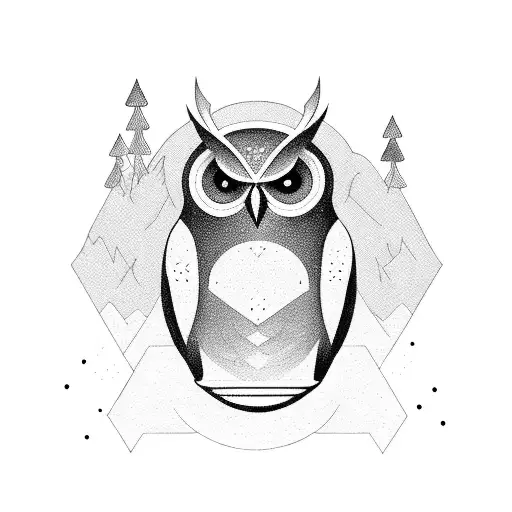 A Mystical Owl Perched On A Mountain Peak Overlooking The Ocean