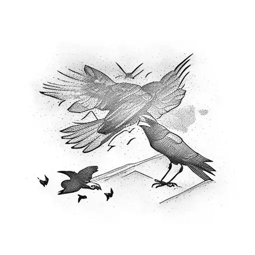 Crows Coming Out Of A Dark Square Box