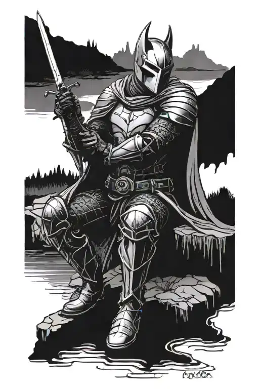 Dark Fantasy Knight Sitting By The River