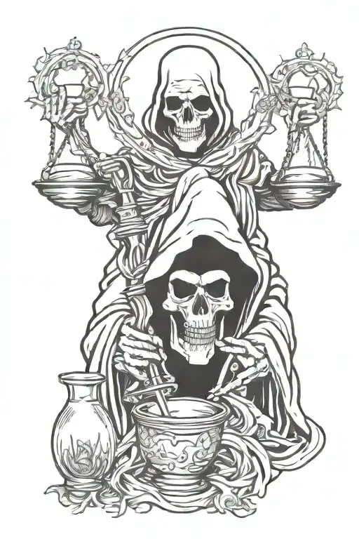 Grim Reaper Holding Hour Glass