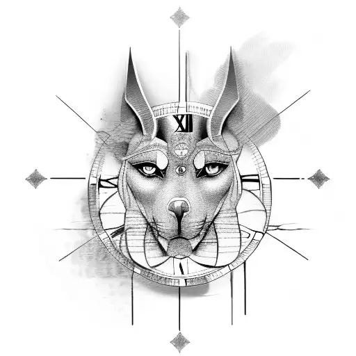 Clock With Anubis Symbol