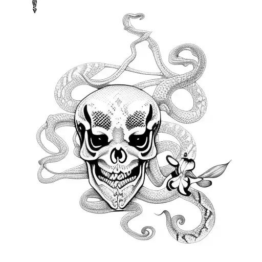 Snake Skeleton With Orchids