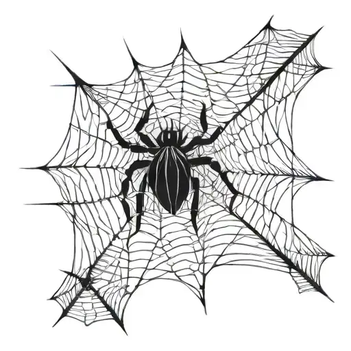 A Geometric Design Incorporating Old Square Nails Resembling A Cross With Spider Webs And A Spider