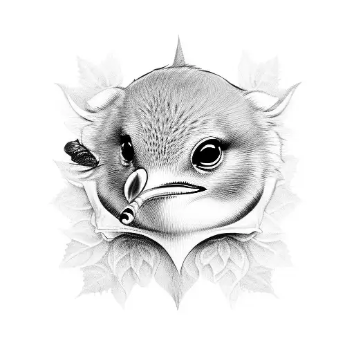 Robin With Rose In Mouth