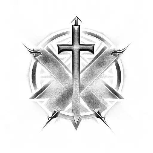 Christian Cross With Thorns Wrapped Around