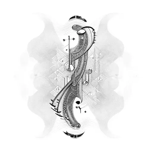 An Abstract Representation Of Musical Instruments Forming The Name 'Loann'