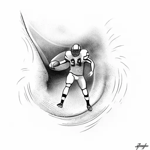 A Football Player Riding A Giant Wave