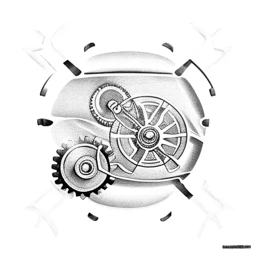 Car Silhouette With Gears Inside