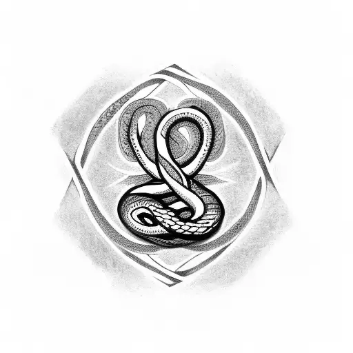 Trident With Snake With Hidden 'V'