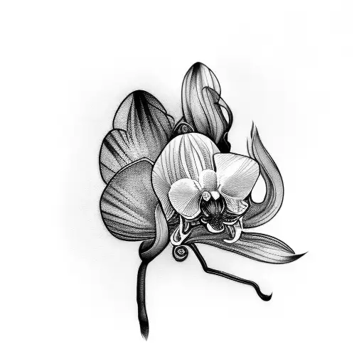 A Black Orchid Intertwined With The Name Shirlon