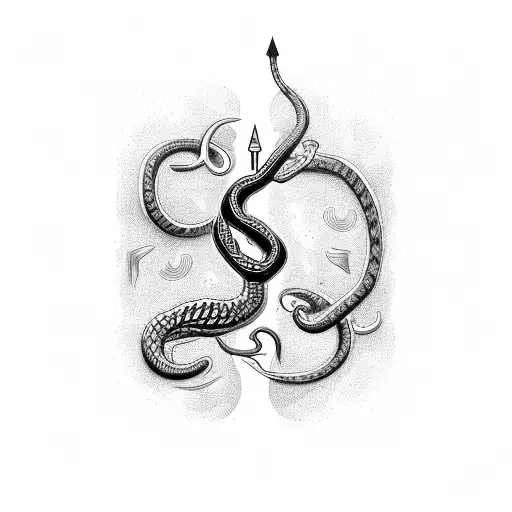 Trident And Snake With Hidden 'V'