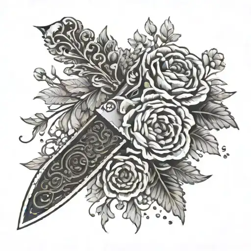 Chef Knife With Marigold Bouquet Wrapped