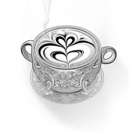 A Coffee Cup With Intricate Latte Art Designs