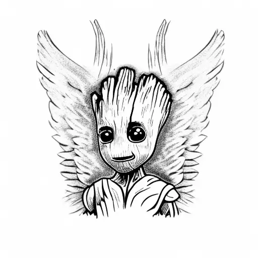 Baby Groot With Angel Wings And A Halo