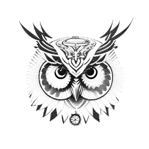 An Owl With A Classic Pocket Watch