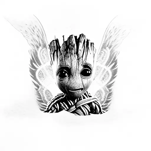 Baby Groot With Angel Wings