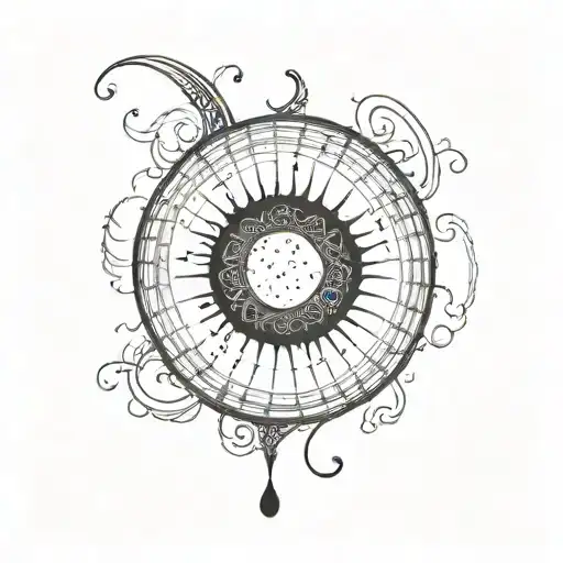 Back Spine Tattoo With A Reference To The Moon Phases And A Phrase On Cursive Going Down The Spine