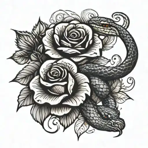 Snake And Roses