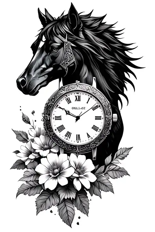 Wolf Flowers Time Watch Gladiator Horse