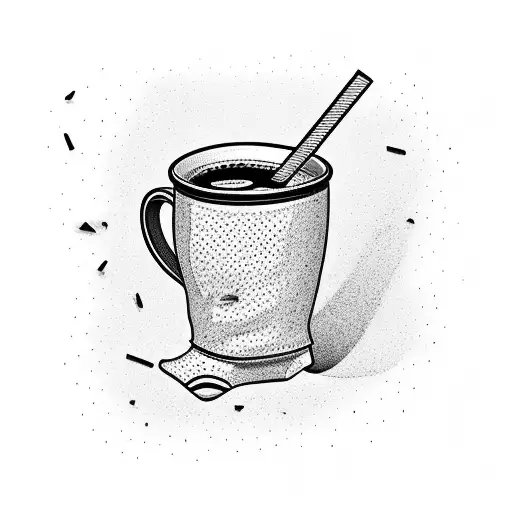 A Coffee Mug Surrounded By Hiking Boots And A Beach Umbrella