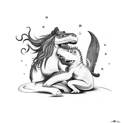 My Little Ponny Hugging A Trex