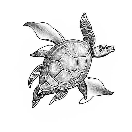 Turtle Flowers Waves Dolphin