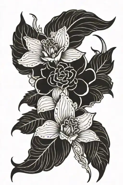 Country Boho Hip Thight Tattoo Design Combining